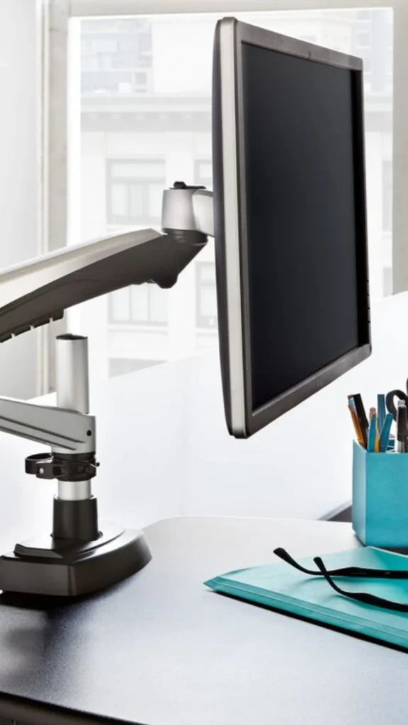 home office ideas monitor arm freeing desk surface space