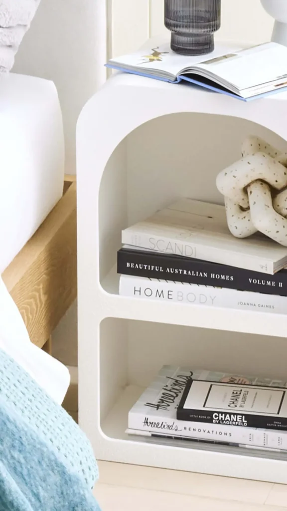 curved bedside table arched silhouette doorway shaped