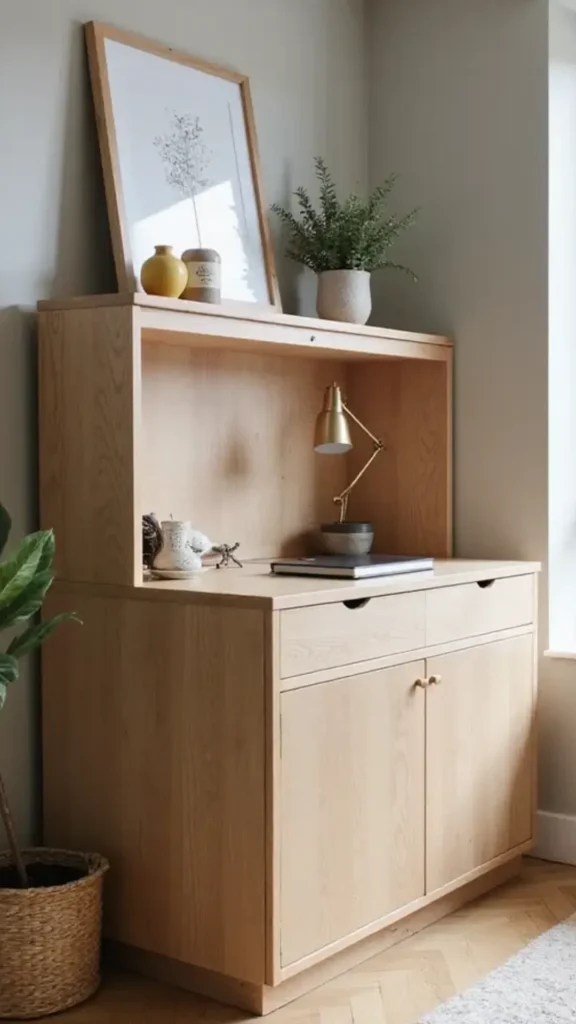 home office ideas warm wood filing cabinet furniture styled