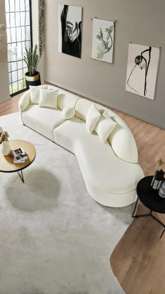 organic modern home decor ideas curved furniture every seating zone bouclé sofa round chair 2026