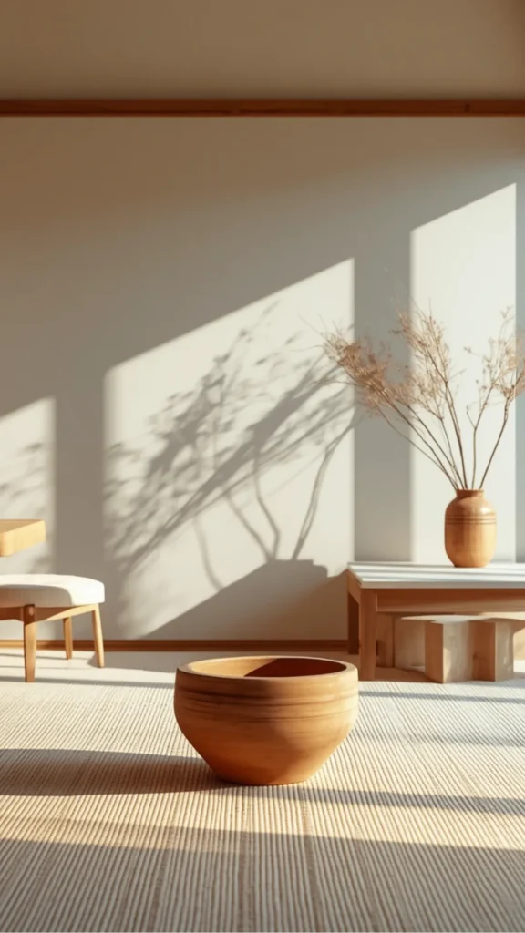 japandi home decor ideas hand-thrown ceramics warm earthy clay primary decor object 2026