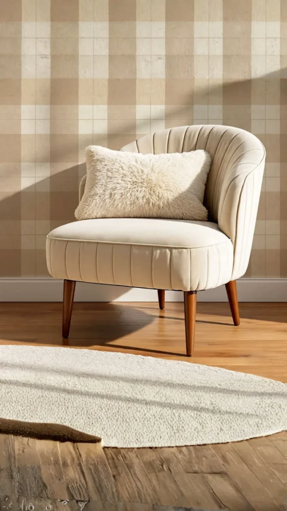 natural textures organic modern living room linen cushions oat sand on bouclé sofa texture 2026