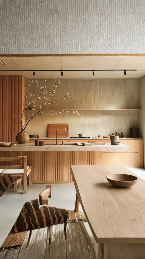 japandi kitchen ideas natural stone countertops warm muted tones beautiful honest 2026