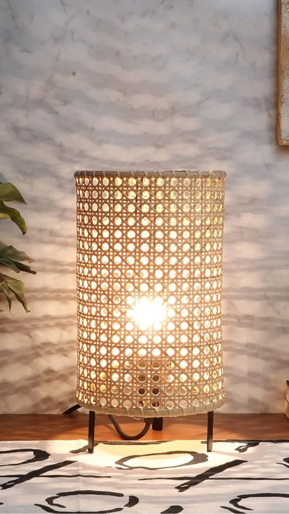 natural textures organic modern living room smooth ceramic lamp base woven rattan tray side table 2026
