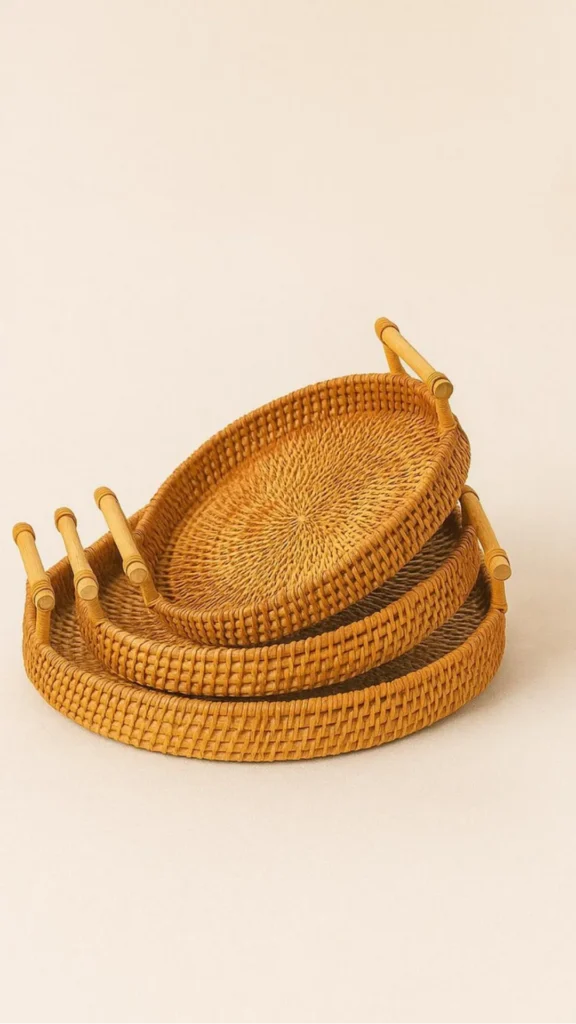 japandi home decor ideas woven rattan tray accessories warm japandi home 2026
