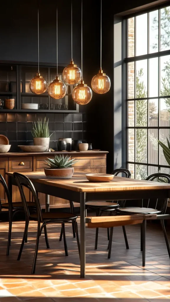 organic modern dining room ideas warm brass fixtures pendant handles accessories warm 2026