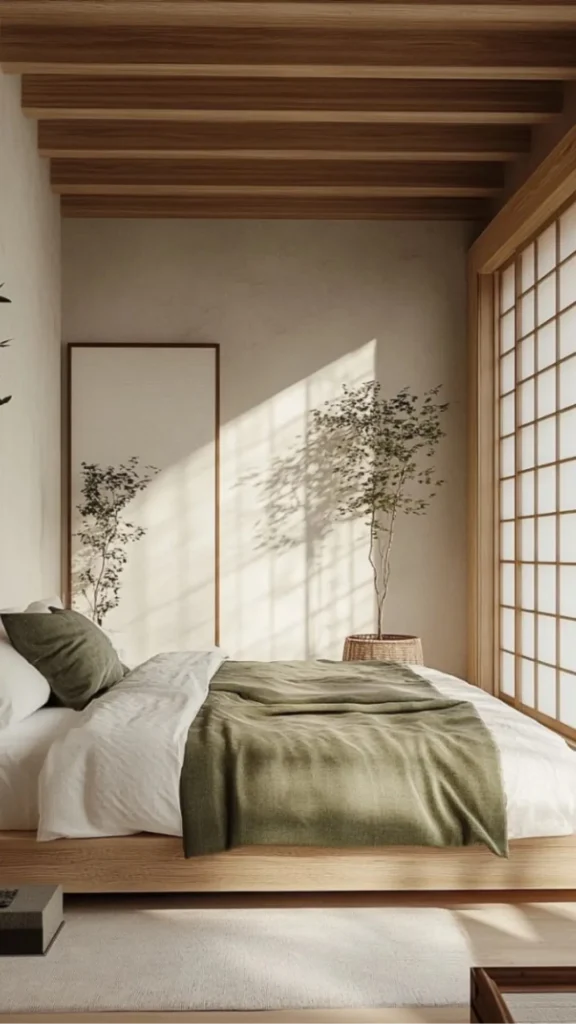japandi bedroom design ideas daily practice bed made surfaces clear plant tended beautiful 2026