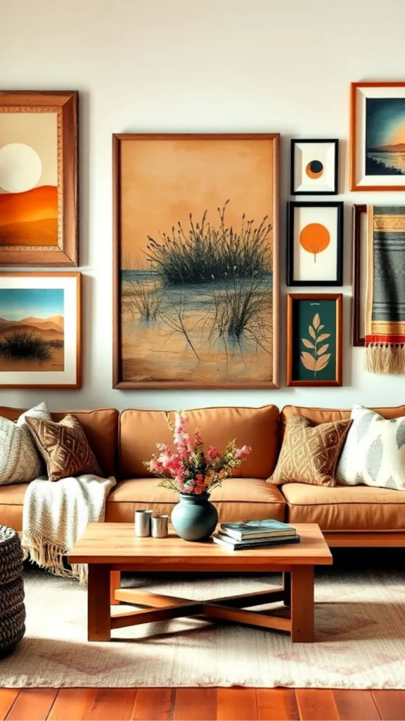 boho living room ideas vintage thrifted furniture mixed new pieces warm personal 2026
