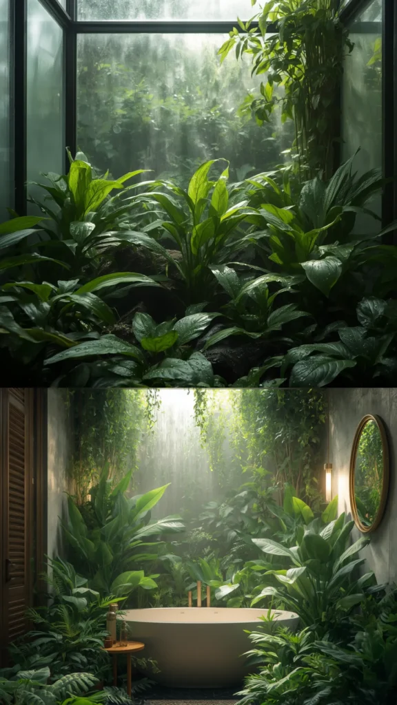 organic modern bathroom ideas abundant lush plants humidity thriving beautiful 2026