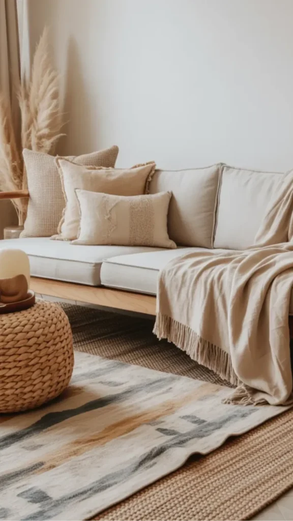 living room decor ideas 2026 layered natural textiles richness depth beautiful current