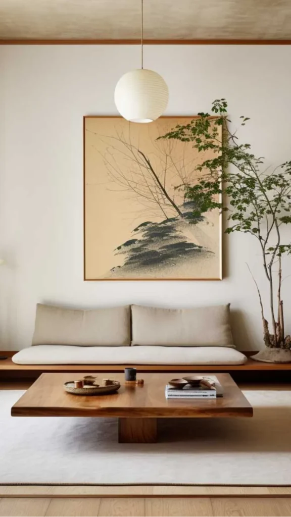 natural fiber rugs japandi living room bamboo silk blend warm ivory gentle sheen beneath sofa 2026