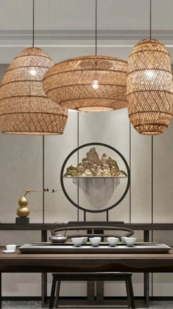organic modern decor ideas warm rattan pendant overhead focal point room beautiful 2026