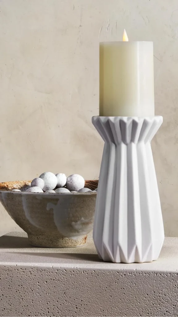 wabi-sabi objects organic modern home burned pillar candle wax drips shortened wick ceramic holder 2026