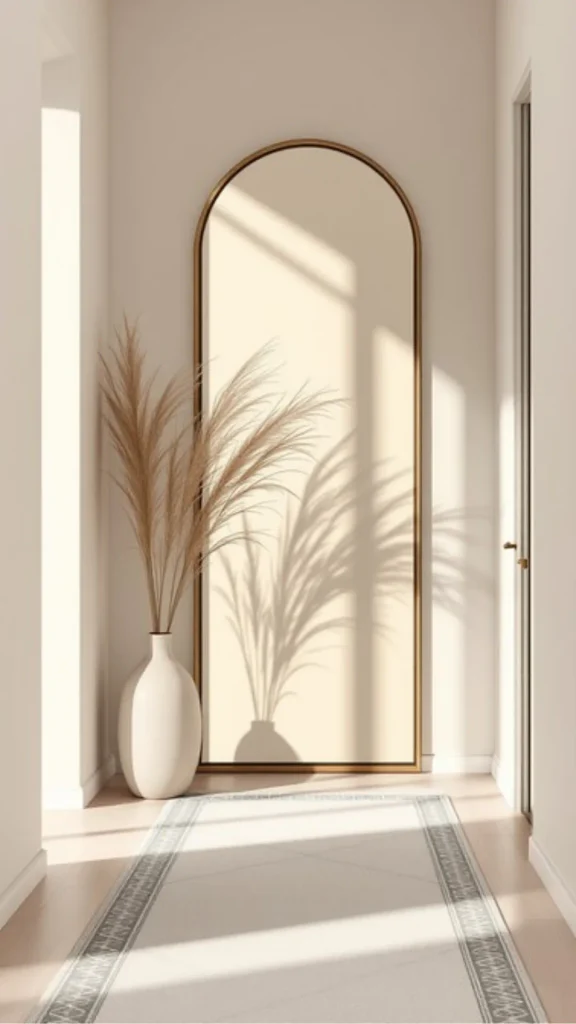 curved mirror ideas narrow hallway arch mirror light 2026