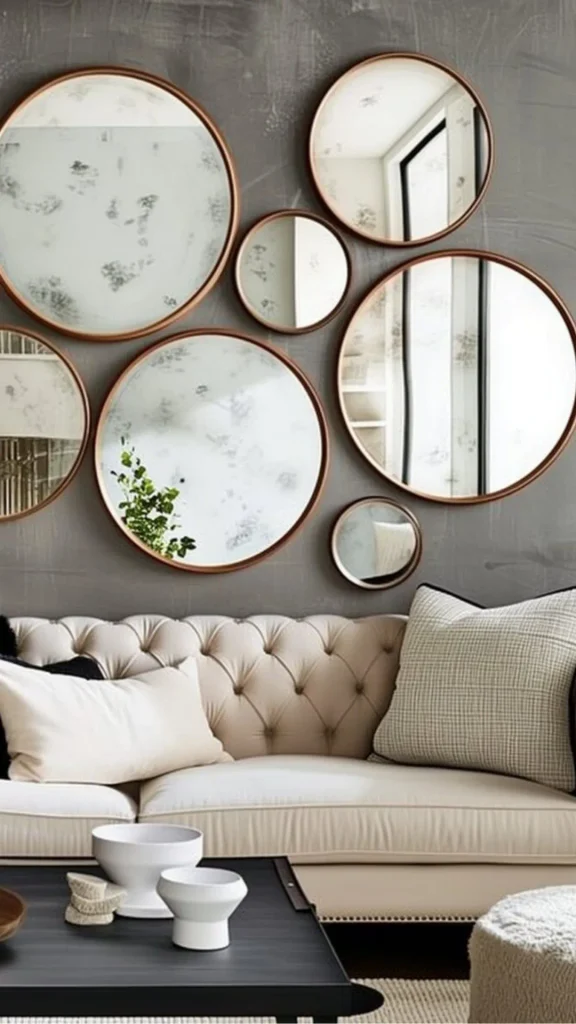 curved mirror ideas layered curved shapes gallery wall 2026