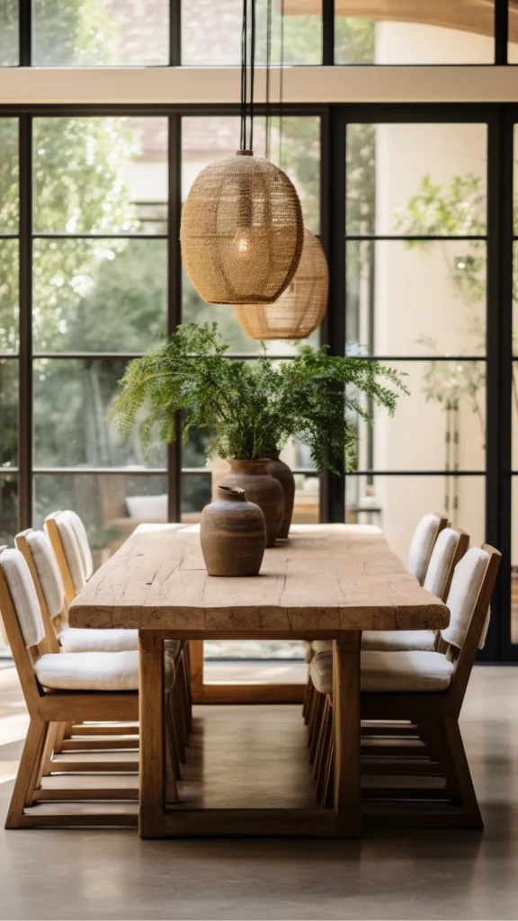 organic modern dining room ideas warm wood flooring underfoot 2026