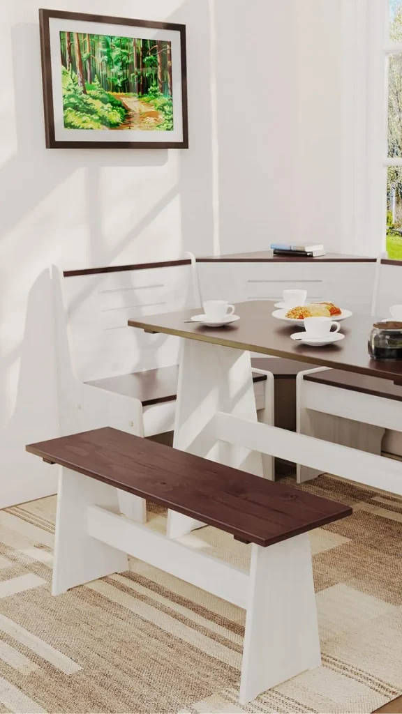 organic modern dining room ideas wood bench one side table 2026
