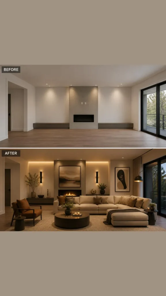 ai interior design ideas empty room transformed furnished visualization 2026