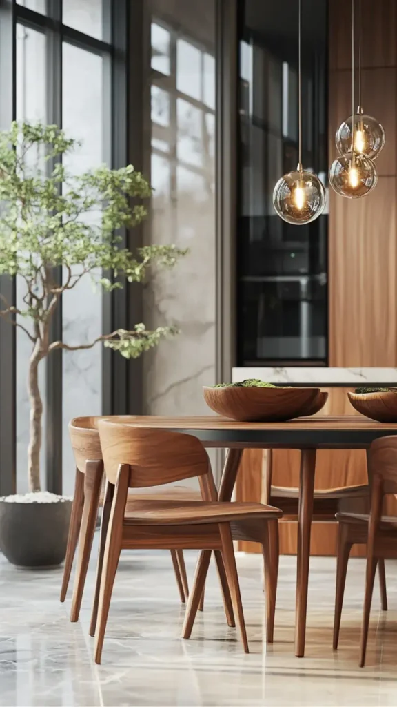 organic modern dining room ideas large plant corner biophilic 2026