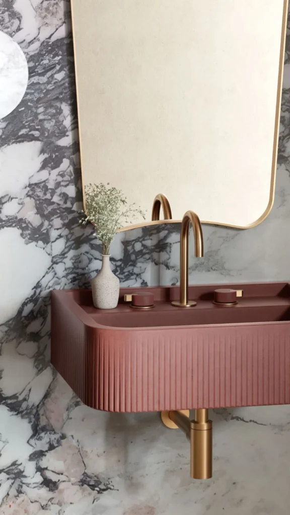 organic modern powder room ideas curved organic basin softly shaped 2026