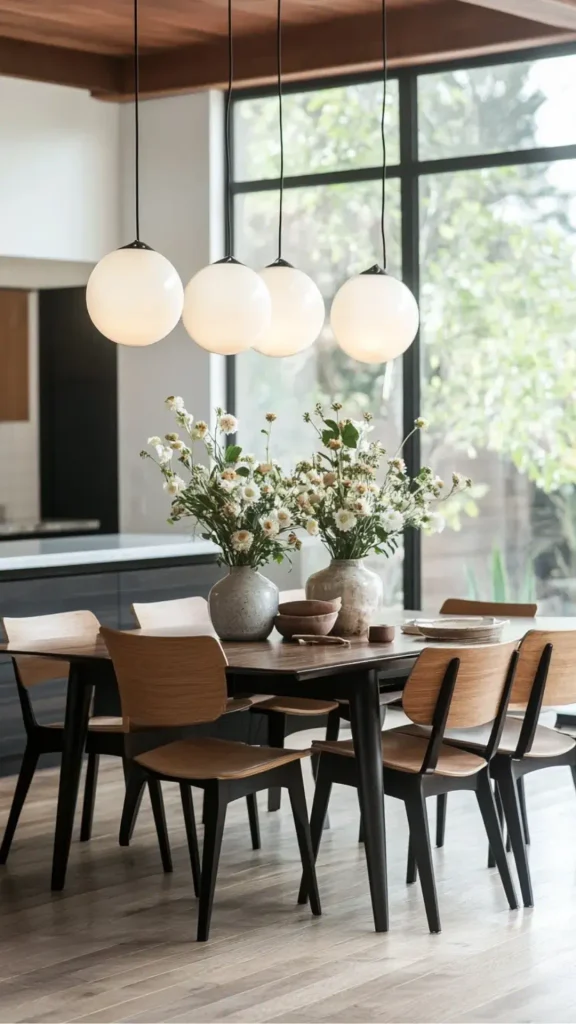 organic modern dining room ideas dimmable warm pendant evening dinner 2026