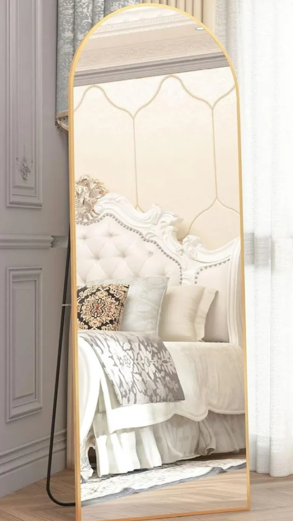 curved mirror ideas leaning floor mirror bedroom casual 2026