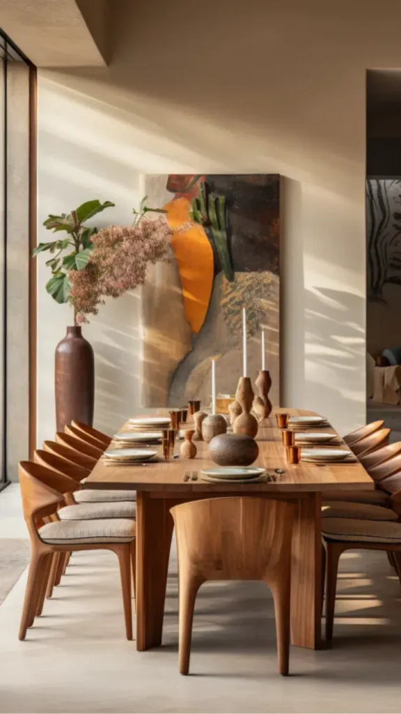 organic modern dining room ideas curved wishbone chairs surrounding table 2026