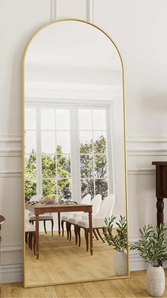 curved mirror ideas rental friendly leaning mirror no damage 2026