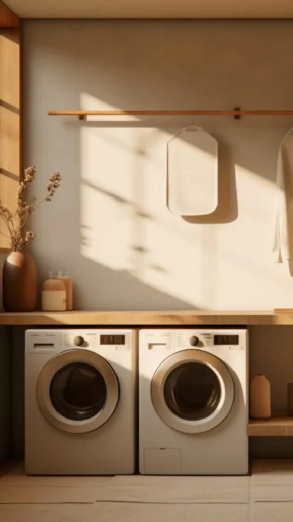 japandi laundry room ideas difference cluttered versus calm japandi 2026