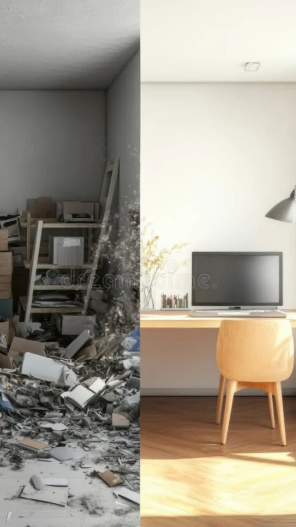 organic modern home office ideas difference cluttered standard calm organic 2026