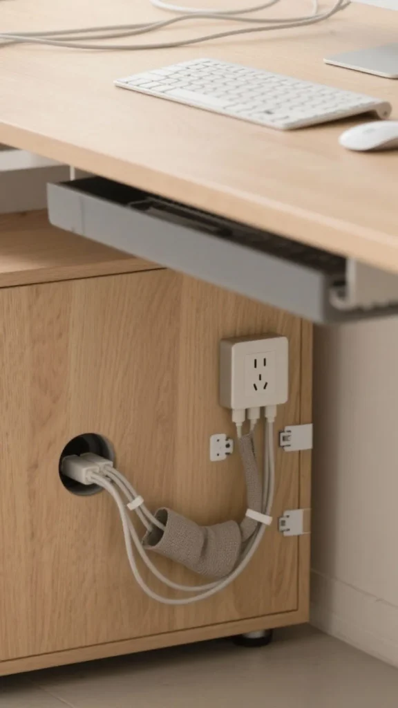 organic modern home office ideas cable management concealed desk 2026