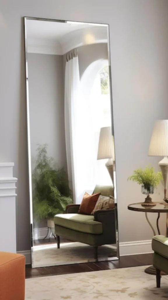 curved mirror ideas comparison flat rectangular versus curved arch living room 2026