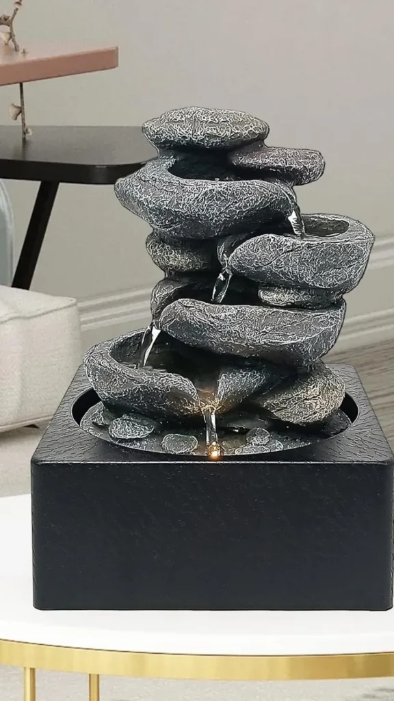 organic modern home office ideas tabletop water feature sound 2026