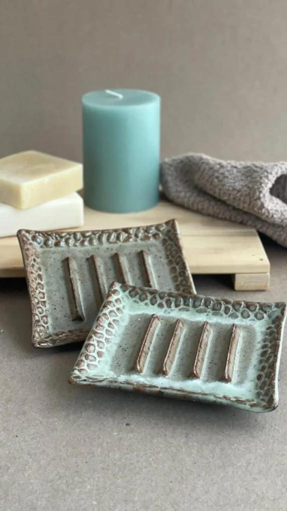 organic modern powder room ideas handmade ceramic soap dish tray 2026