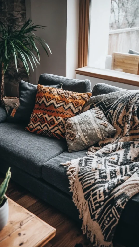 grey boho living room ideas cold plain grey versus warm layered comparison 2026