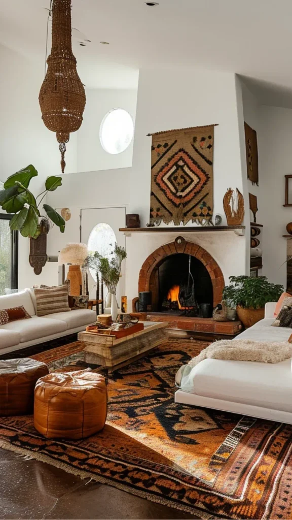 grey boho living room ideas mixed brass matte black metal 2026