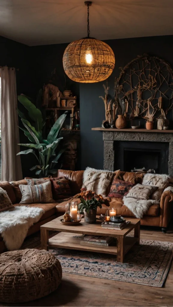 grey boho living room ideas seasonal wool throw winter 2026