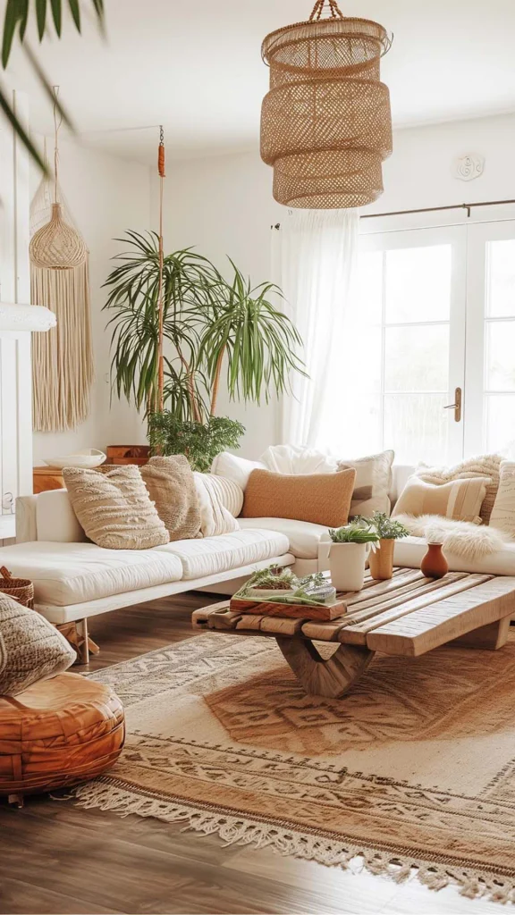 grey boho living room ideas warm oak coffee table grey room 2026