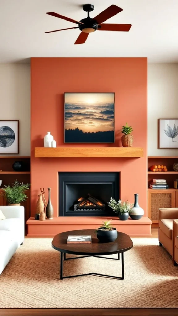 black accent wall ideas terracotta furnishings earthy contrast 2026